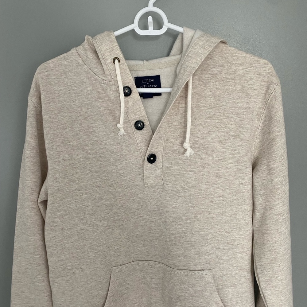 J. Crew Men's Beige/Cream Hoodie Sweatshirt